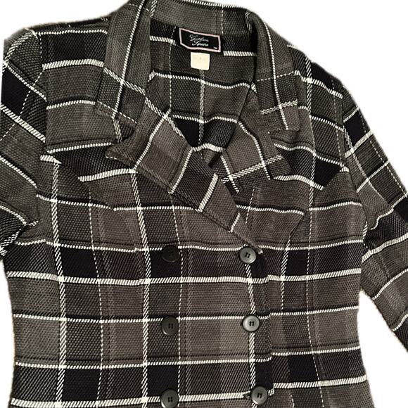 Vintage Gray Plaid Button up Blazer Shirt Jacket Top / Women’s Small - Picture 2 of 4